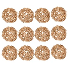 Wicker Rattan Balls 12 Pack 2in for DIY Craft Gold