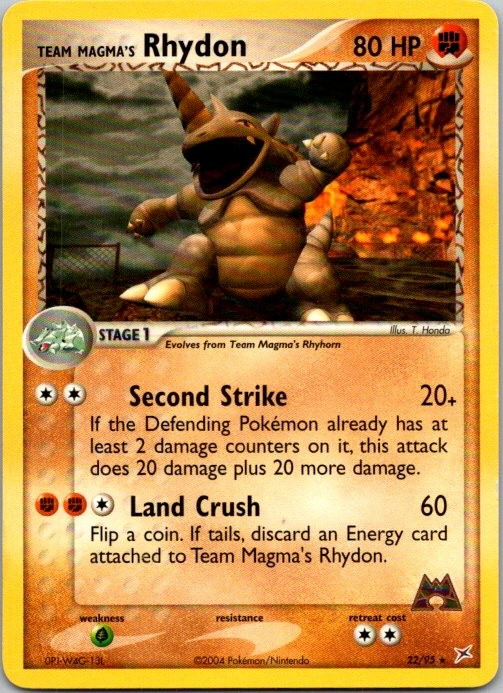 Team Magma's Rhydon 22/95 Rare Team Magma vs Team Aqua Pokemon Moderately Played