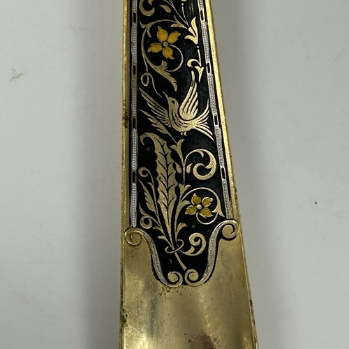 Vintage 10" Brass Shoe Horn with Decorative Floral Bird Inlay - READ DESC - Picture 5 of 15