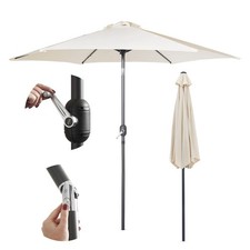 Image of VonHaus Parasol Umbrella 2.7M Garden Parasol with Crank & Tilt Function, Ivory
