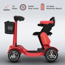 E-Scooter 500W Motor Seniors Adult Mobility Scooter with Seat & Basket Foldable