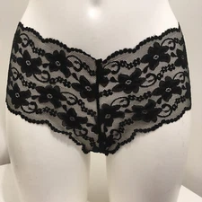 Black Boyshorts 14 - 16 Sheer See through Lace Shorty Knickers Pants Briefs lady