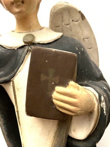1900’s ANTIQUE HAND CARVED WOOD SANTOS STATUE OF SAINT VINCENT / VICENTE - Picture 6 of 17