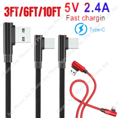 Braided 90 Degree Cable USB Type C Cord Fast Charging For Samsung iPhone 15 16