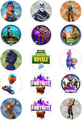 Fortnite Themed; Cupcake Topper Circles -1",1.5",2",2.5",3" | eBay