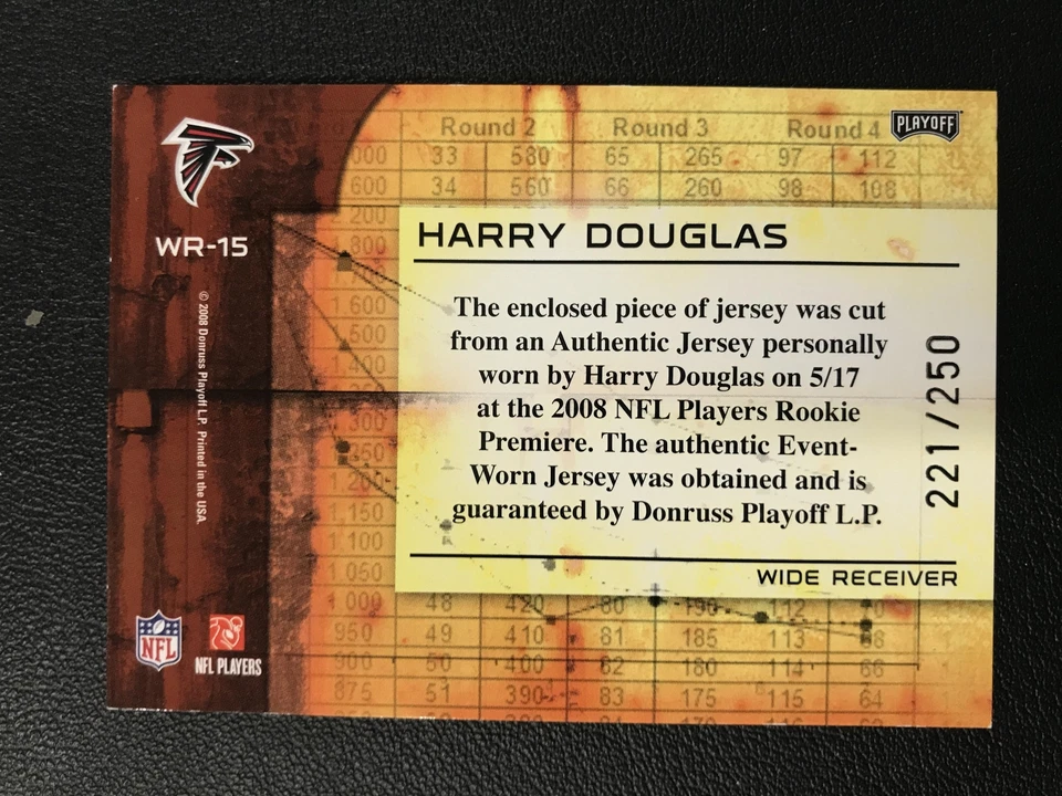 2008 Playoff Absolute Memorabilia #WR-15 Harry Douglas /250 Atlanta Falcons - Image 2 of 2
