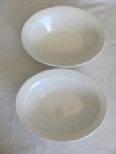 Adams China Empress-All White-Inner Ribbing-9 1/4" Oval Serving Bowls-Set of 2