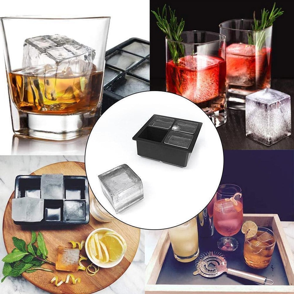 Food Grade Silicone Cube Ice Tray Kitchen 4 Large Ice For Restaurants