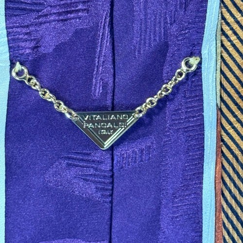 Vitaliano Italy Silk Tie Abstract Patterned Necktie Elegant Menswear - Picture 7 of 7