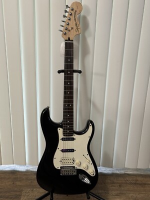 2008 Squier Strat Standard In Galaxy Black. Fresh Set Up With New Strings