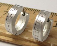 Kikuchi Edelstahl Creolen Herren Ohrringe MäNner Flinserl Damen Kreuz X3 Silber