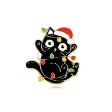 Christmas Cat Kitten Festive Enamel Pin Badge Decoration Brooch Kitty Funny Gift