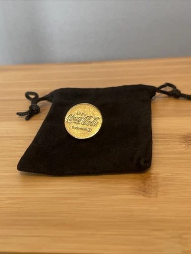 Vintage COCA-COLA Employee Award Lapel Pin Shiny Gold Tone Metal COKE By Ballou