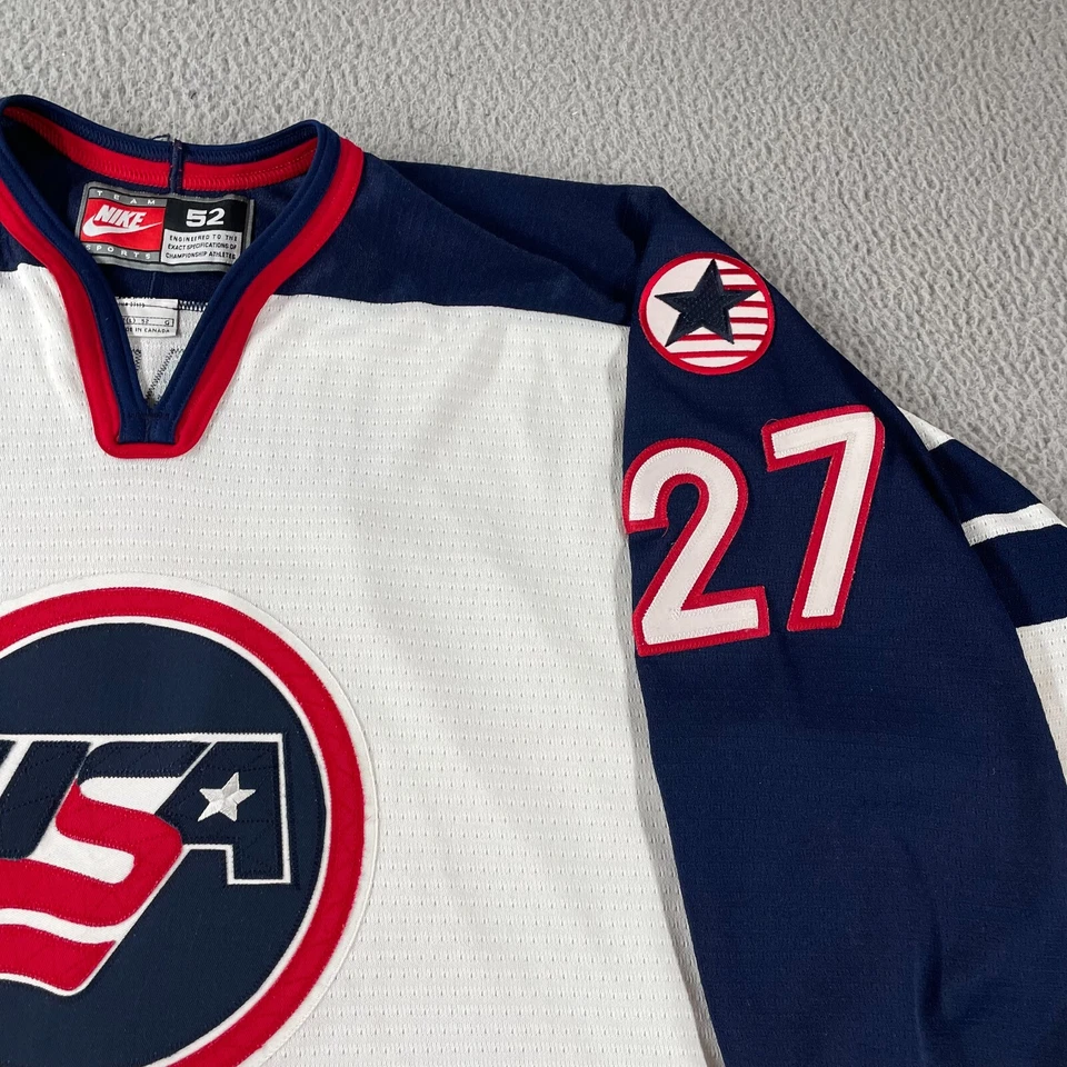 Camiseta de hockey vintage del equipo Nike de Estados Unidos #27 Jeremy Roenick talla 52 blanca azul roja Foto 3 de 4