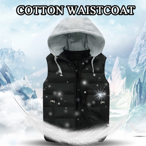 Men Body Warmer Gilet Hoodie Hooded Contrast Hood Sleeveless Jacket Zip Up Vest - Picture 3 of 17
