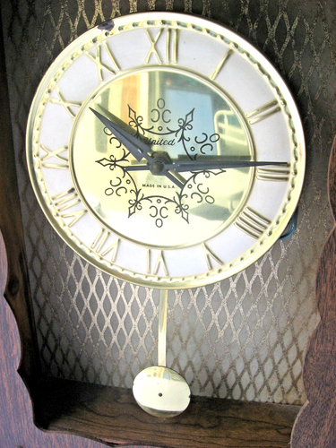 Vintage~United Wall Clock w/Lighted Panels~MCM~Shelf Unit~Atomic Ranch~Works! - Picture 7 of 15