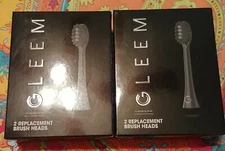 2 new packages GLEEM 2 ct. REPLACEMENT BRUSH HEADS Soft Bristles BLACK (B5)
