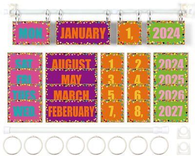 Naozinebi Confetti Calendar Bulletin Board Set Colorful Dot Flip Calendar wit...