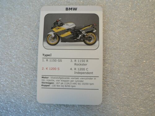 79-MOTORCYCLE BMW K1200S  KWARTET KAART, QUARTETT CARD, - Zdjęcie 1 z 1