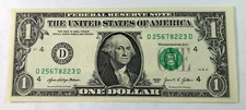 Uncirculated, Brand New, Crisp,   $1 Dollar Bill  Series   2021     D / D     FW