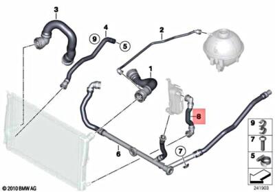 Genuine BMW F25 F26 X3 Coolant Hose for Engine Heat Exchanger OEM 