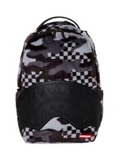 Sprayground Shark In Paris Backpack New Faux Fur Camouflage Checkered Books Bag