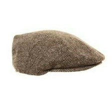 Brown Herringbone Tweed Peaked Cap Mens Peaky Blinders Gatsby Hat  Accessory New