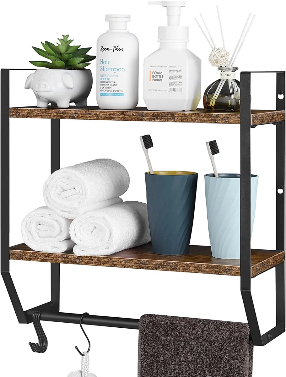 Juvale Wall Mounted 2 Tier Storage Organizer Shelf For Bathroom & Kitchen,  Chrome Metal Shower Caddy With 2 Swing Towel Rack : Target