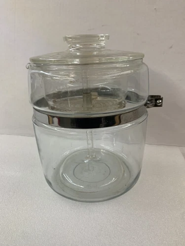 Vtg PYREX FLAMEWARE 9 Cup Coffee Pot 7759 With Glass Insert *MISSING HANDLE*