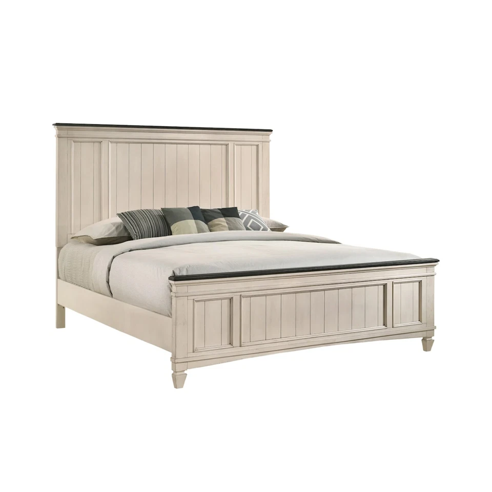 NUEVO Juego de muebles modernos de dormitorio rústico de 5 piezas blanco Queen King de dos tonos B/D/M/N/C Foto 4 de 4