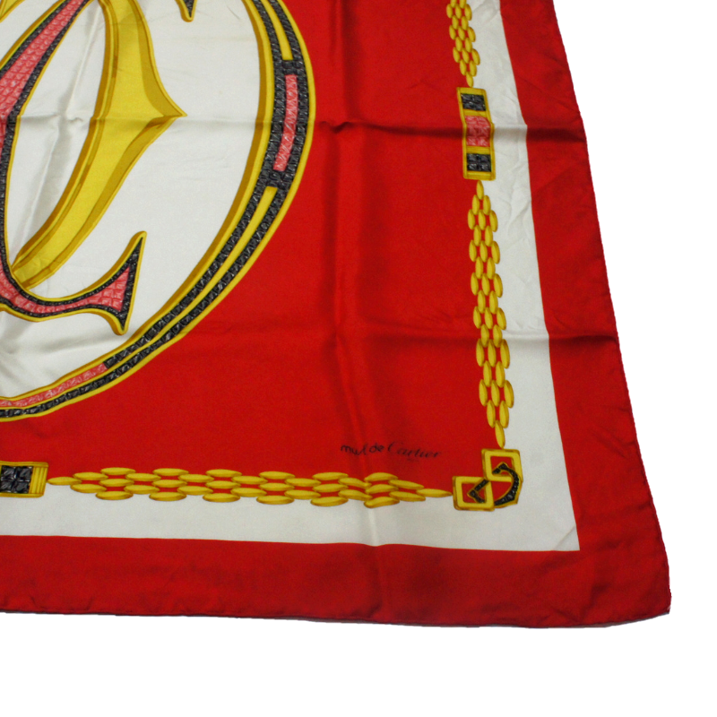 $ Cartier Paris スカーフ AUTHENTIC Luxury CARTIER PARIS Square SCARF Vintage 100