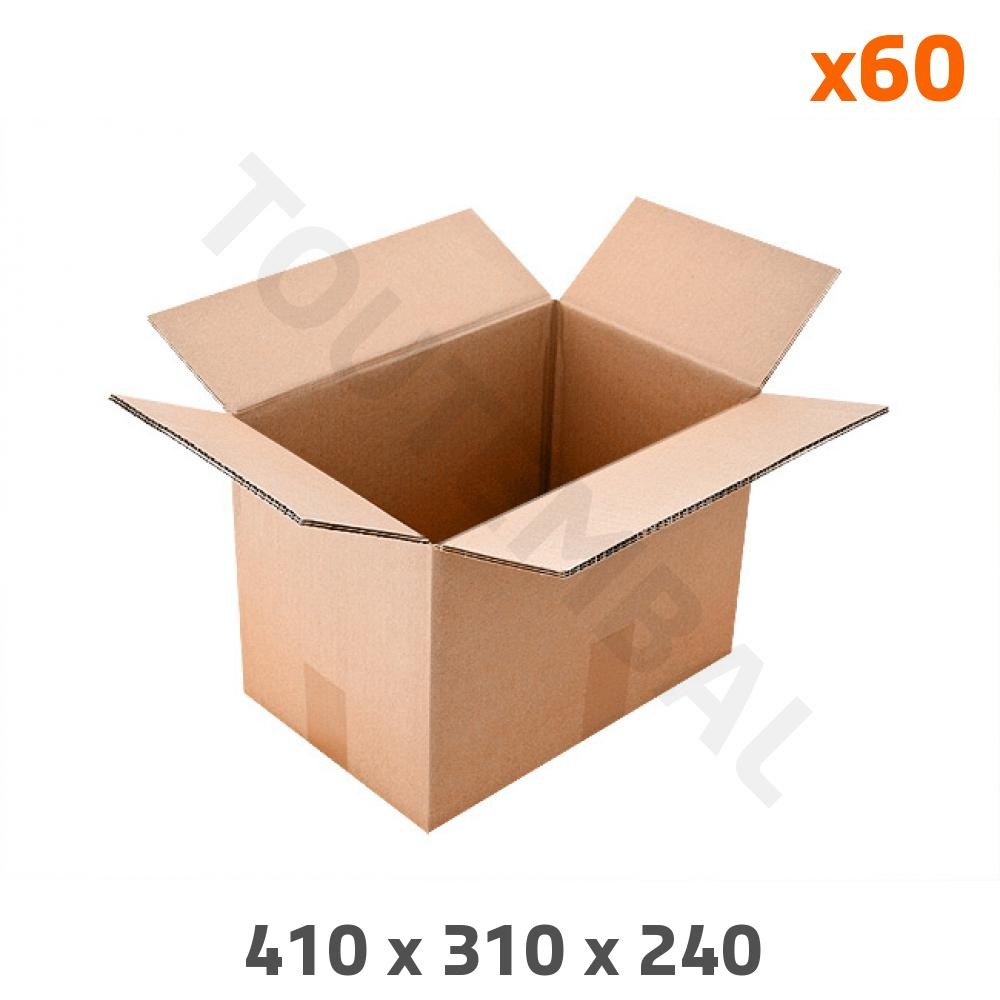 Carton double cannelure 410x310x240 mm pour emballage de colis lourd Lot de 60