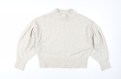 H&M Beige Damen Pullover Pulli mit Stehkragen - M