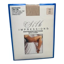 Vintage Silk Impressions Bodyshaper Pantyhose with Lycra Size B Sand 55155