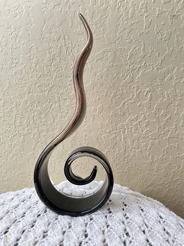Murano Glass Sculpture, Mid Century Modern Ombré Swirl Art Glass, 14-15”