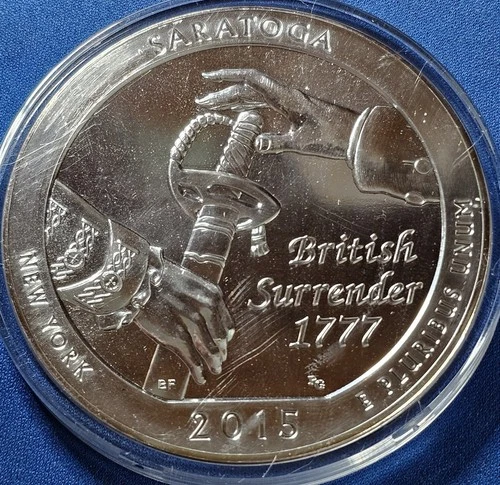 A 2015 Saratoga 5 oz Silver Quarter .999 Fine Silver ATB US Mint In Capsule