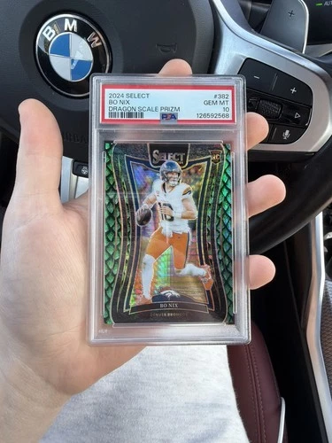 2024 Panini Select - Bo Nix #382 suite level Dragon Scale Prizm RC /81 PSA 10