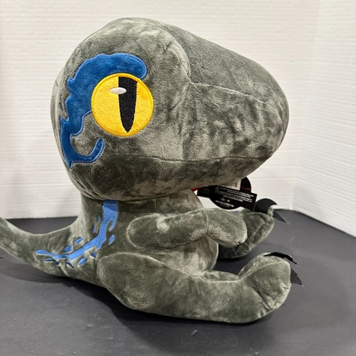 Peluche Jurassic World Velociraptor blu 14” tondo 1 esclusiva bambola Raptor - Foto 4 di 10