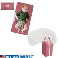 Unisex Portable Diaper Changing Pad W/ Cotton Wipes Holder Travel-Friendly Mat