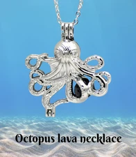 Octopus necklace with lava stones - Ocean pendant for essential oils