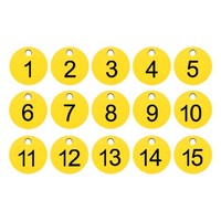 15Stk Num. Runde Id-SchlüSselanhäNger Schwarz-Gelb 1-15