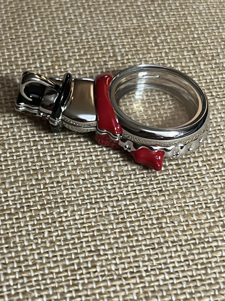 Origami Owl plata muñeco de nieve medallón vivo con bufanda roja-sombrero negro LK1090 Añadir dijes Foto 4 de 4