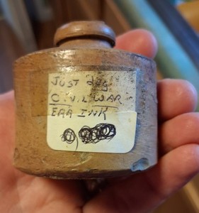 Civil War Era Brown Ceramic Stoneware Ink Bottle Collectible