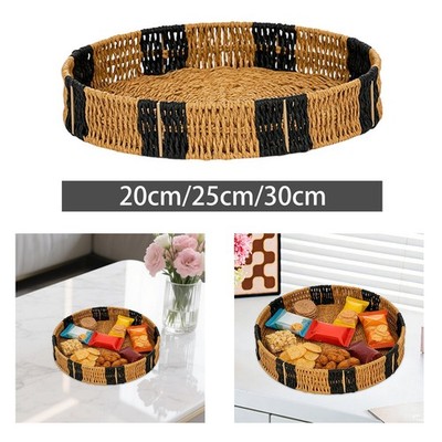 Gewebtes rundes Serviertablett Obst Aufbewahrungstablett Geschenk Haltbarkeit Brot Servierkorb
