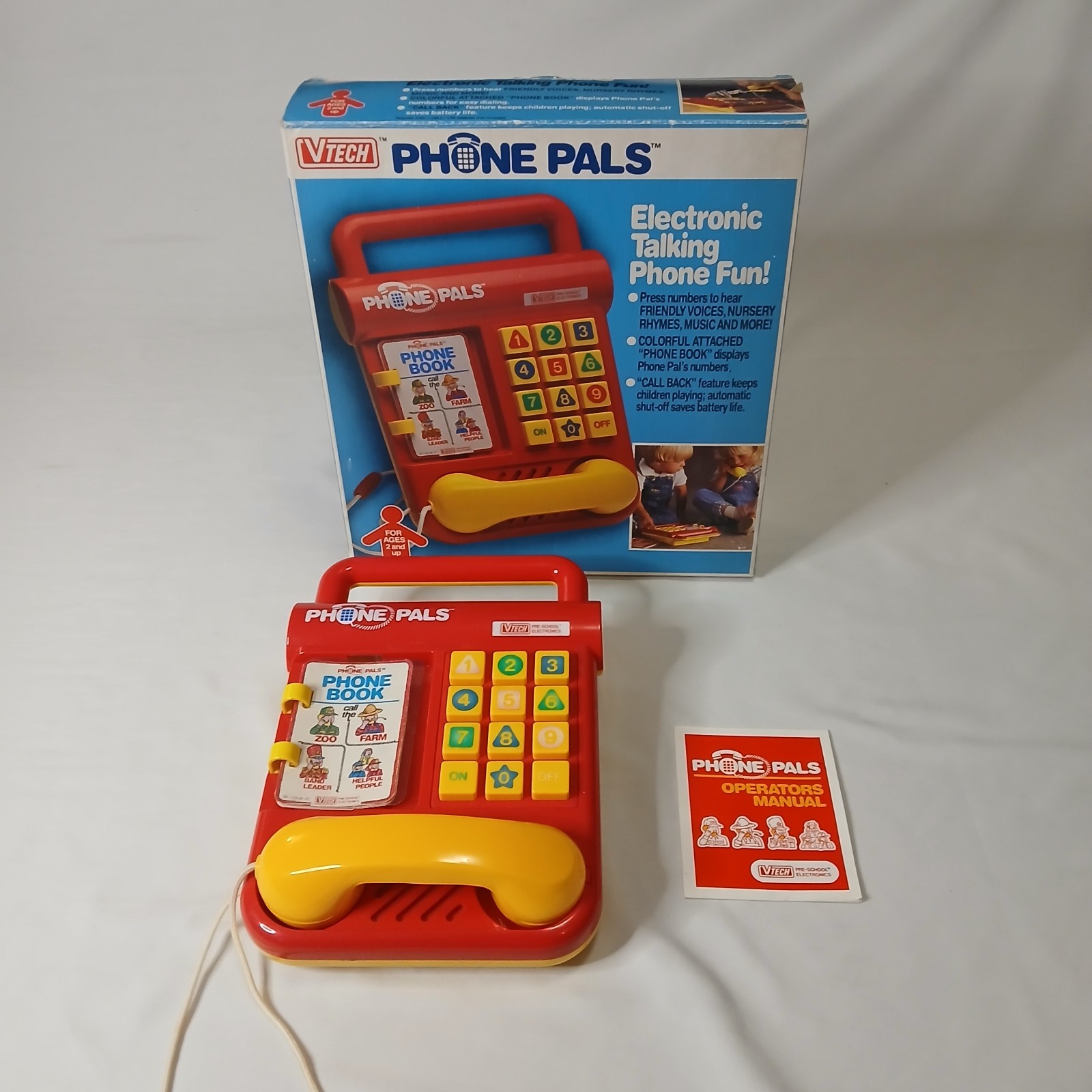 VTech Phone Pals Vintage 1989 elektronisches pädagogisches Spielzeug funktioniert mit Box