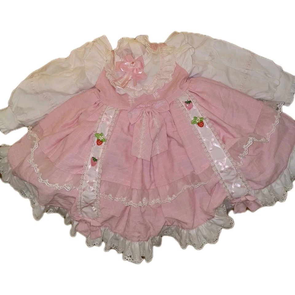Lolita Kids Girls Mesh Tutu Dress Bow Lace Puff Sleeve Ruffle Bow Cute Dress New - Image 3 of 4