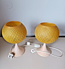 Tischlampen 70er • Space Age • Gelbe Fadenlampe • Retro Tulpenfuß Set
