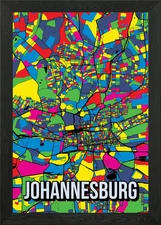 Johannesburg Pop Art City Map Framed Wall Art Poster Canvas Print Picture