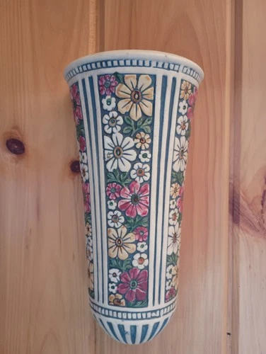 Vintage * WELLER * FLORALA Art Pottery Floral & Lattice Design Wall Pocket