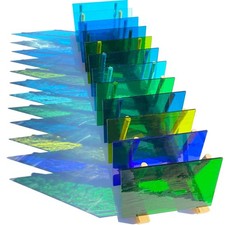PALJOLLY Blue  Green Transparent Stained Glass Sheets 4x6 inches, green blue
